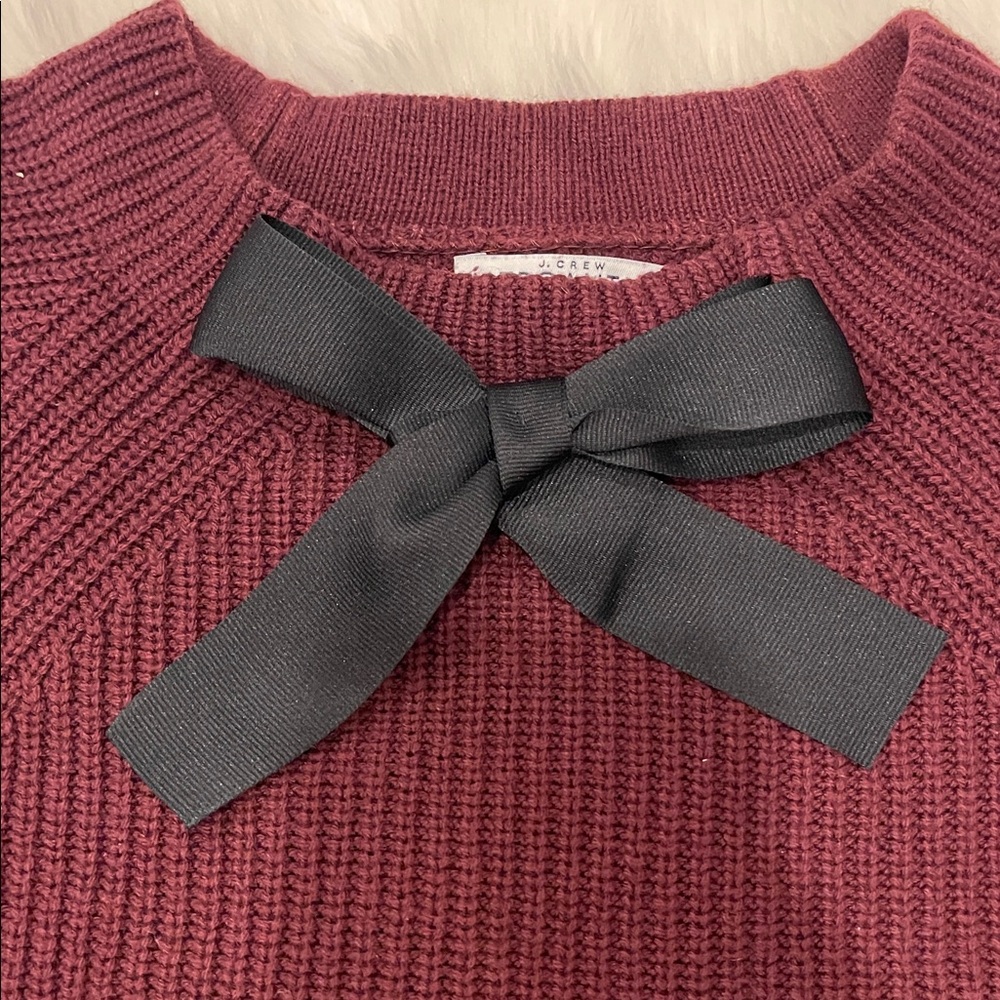 J.Crew Factory burgundy bow neck sweater size small - Picture 2 of 6